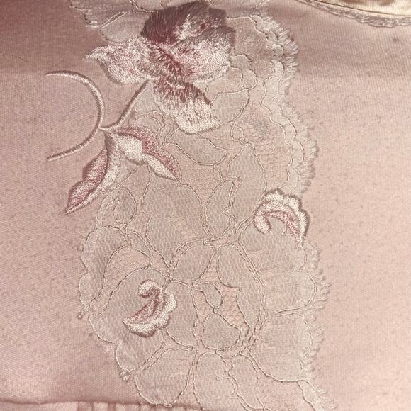 Miss Elaine Intimates Pink Nightgown M Cotton Blend Lace Embroidered Cottagecore - Picture 3 of 11